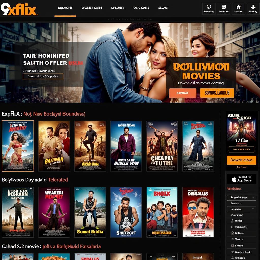 Screenshot of 9xflix website