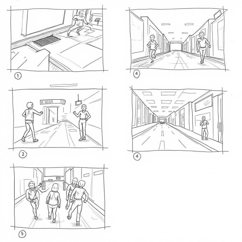 Storyboard for a dramatic scene in an action movie