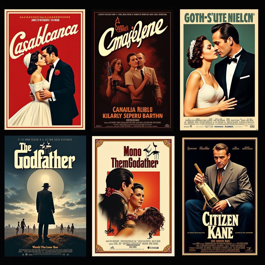 A montage of classic American movie posters