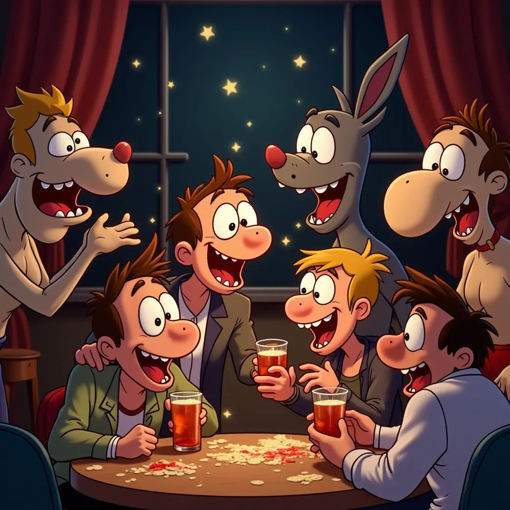 Animated Characters Partying