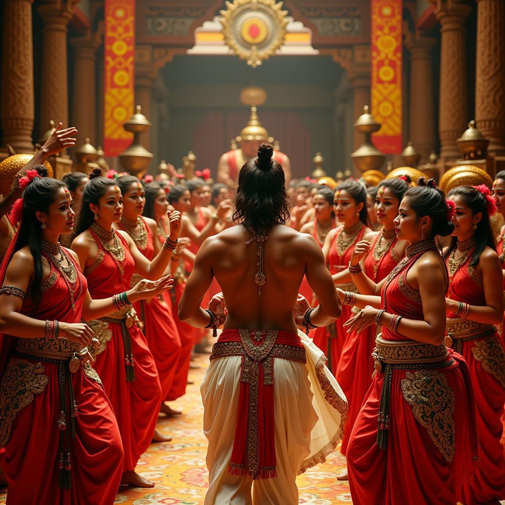 A Still from Bahubali Featuring a Musical Performance