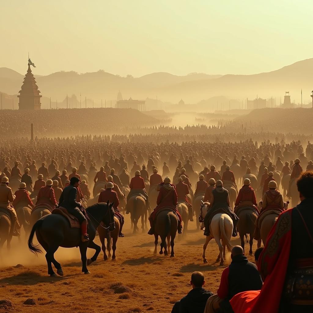 Scene from Bajirao Mastani depicting a grand battle scene