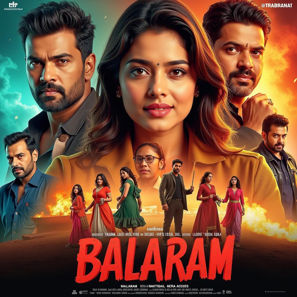 Balaram movie poster featuring the lead actors and the title in stylized fonts