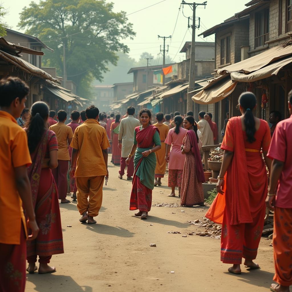 A still from a Bangladeshi chodar film depicting a rural village scene