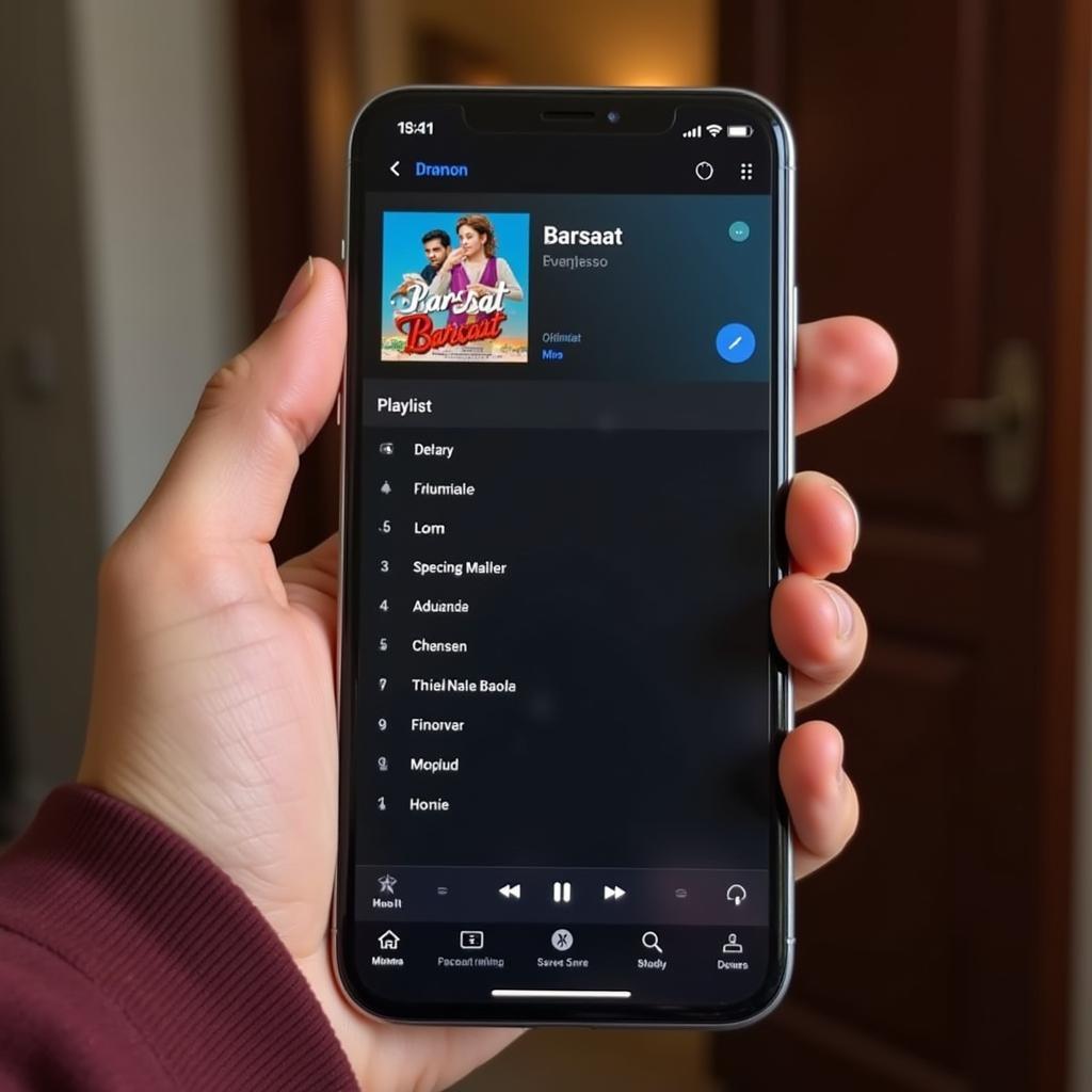 Streaming Barsaat movie songs on a smartphone