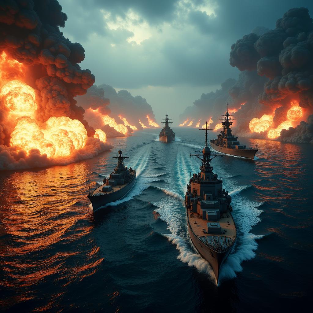 Naval Battle Scene in Battleship