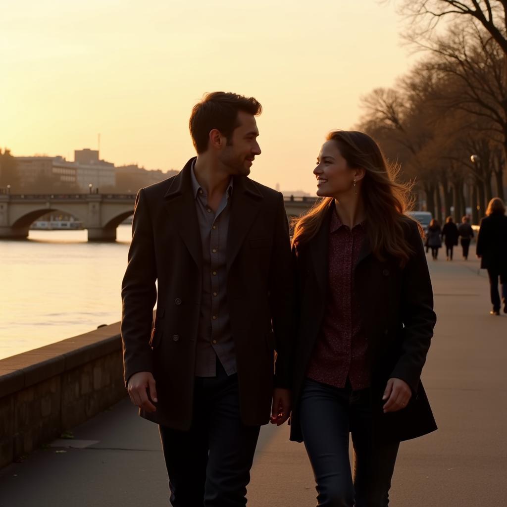 Ethan Hawke and Julie Delpy in Before Sunset