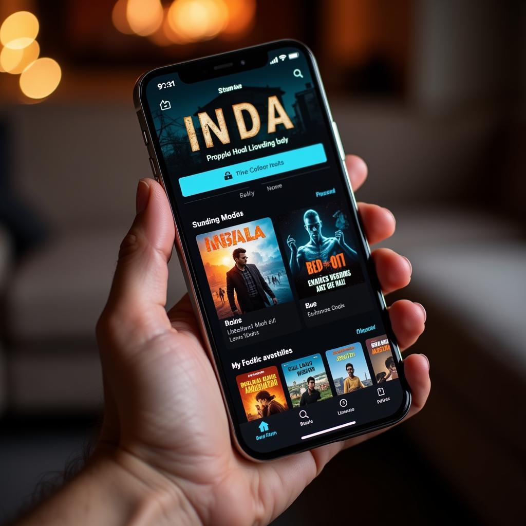 Smartphone displaying a Hindi movie app