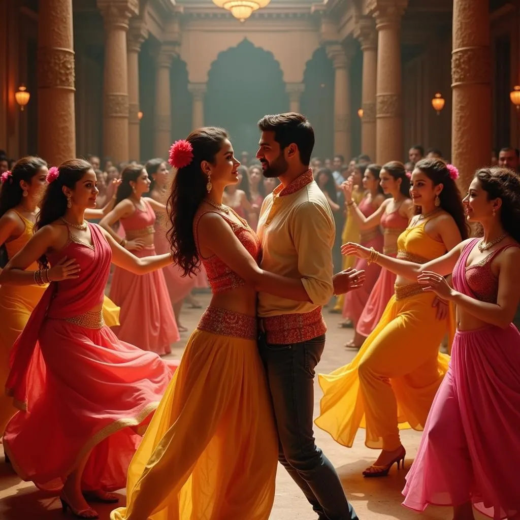 Romantic Scenes in Classic Bollywood Dance Sequences