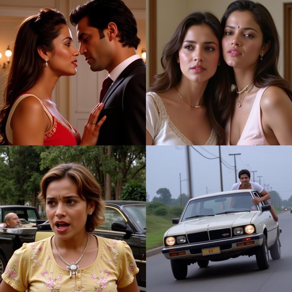 A montage of different Bollywood movie scenes