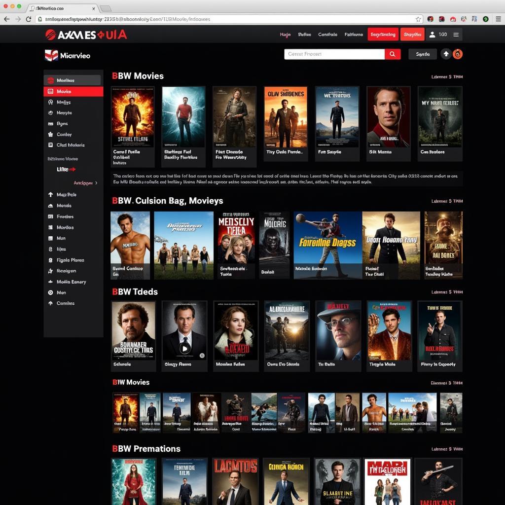 Website Interface for BBW Movies