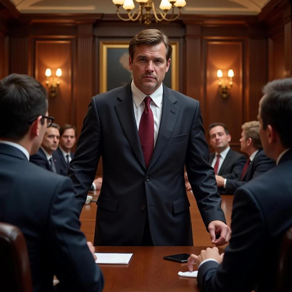 Businessman in Wall Street Boardroom