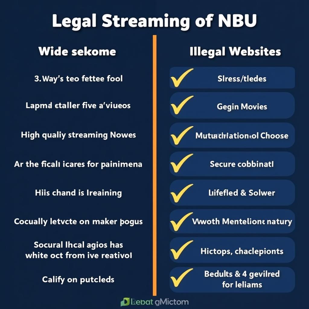 A comparison chart highlighting the pros and cons of legal vs illegal streaming platforms.