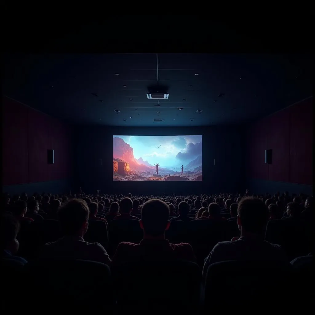 Movie playing on a cinema screen