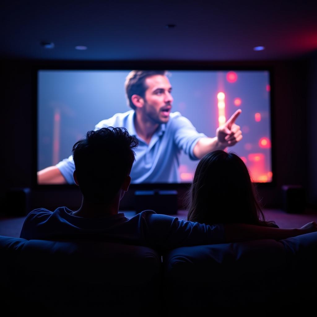 Couple Enjoying a Movie in HD at Home