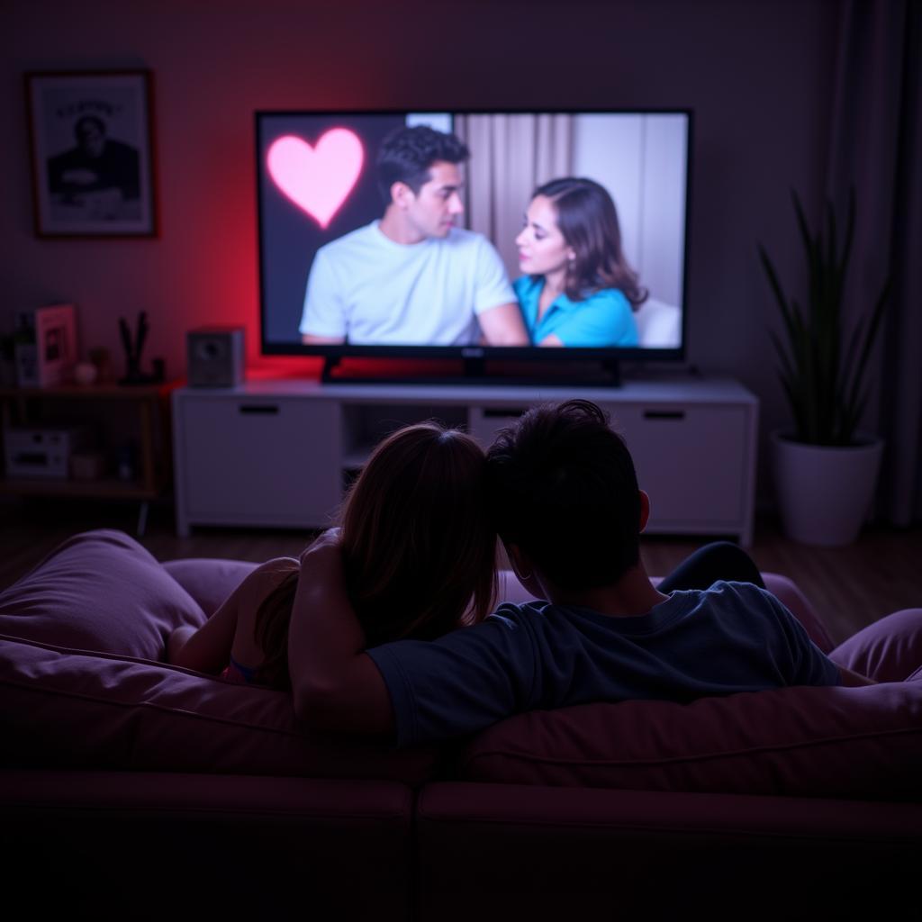 Couple Enjoying a Romantic Movie Night