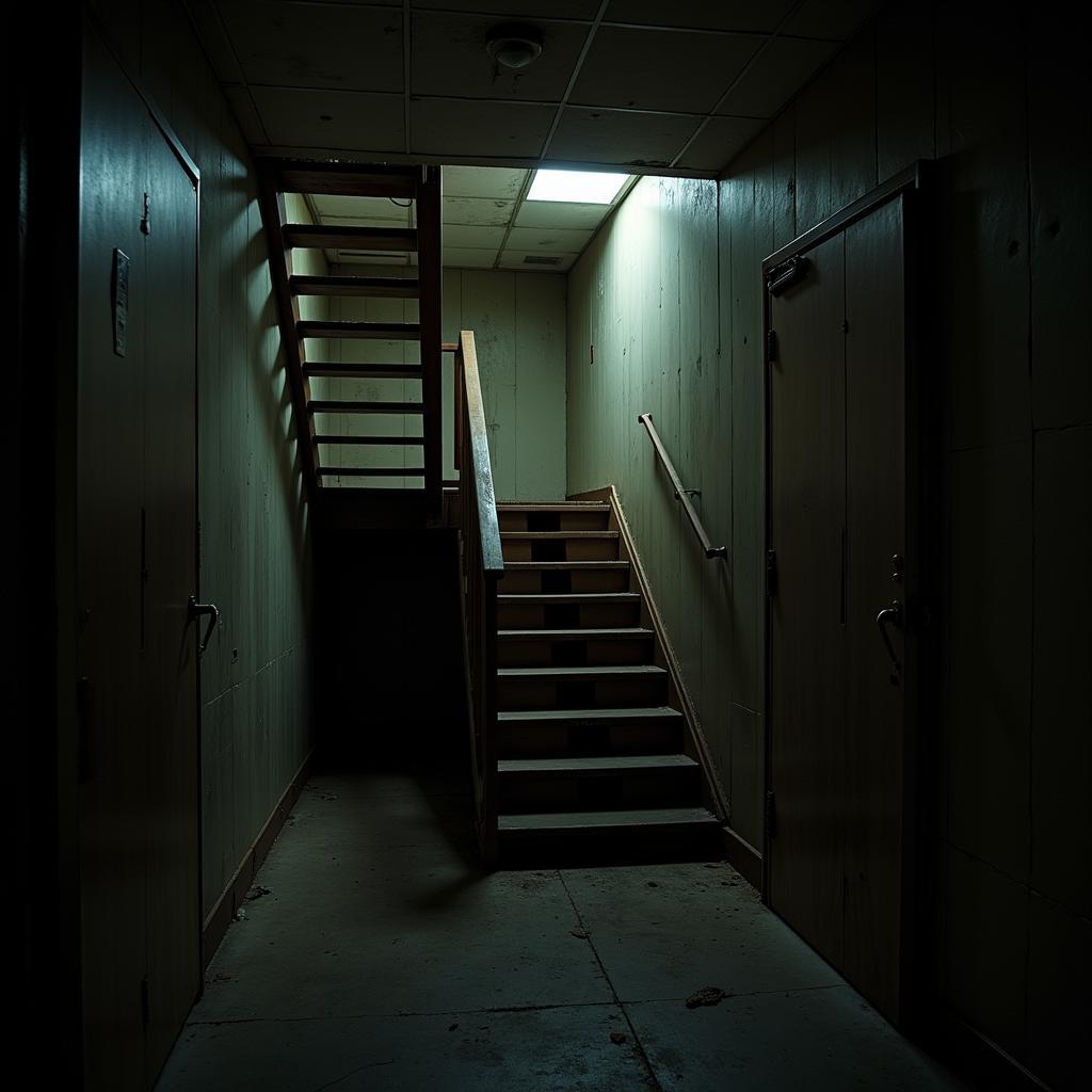 A Dark and Creepy Basement Staircase