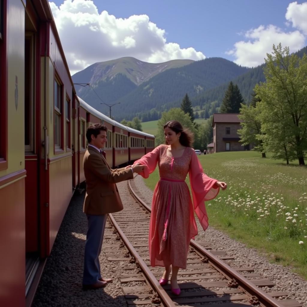 Raj and Simran on a moving train in DDLJ