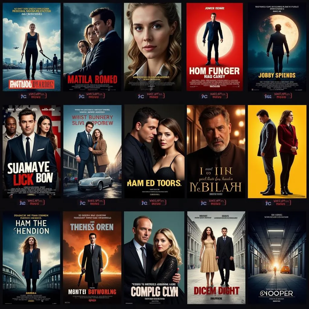 Various movie genres displayed on a digital screen