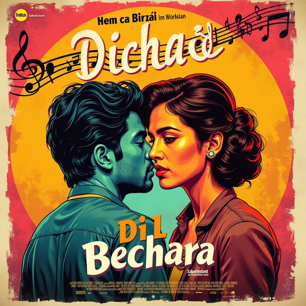 Dil Bechara Movie Poster with Music Notes