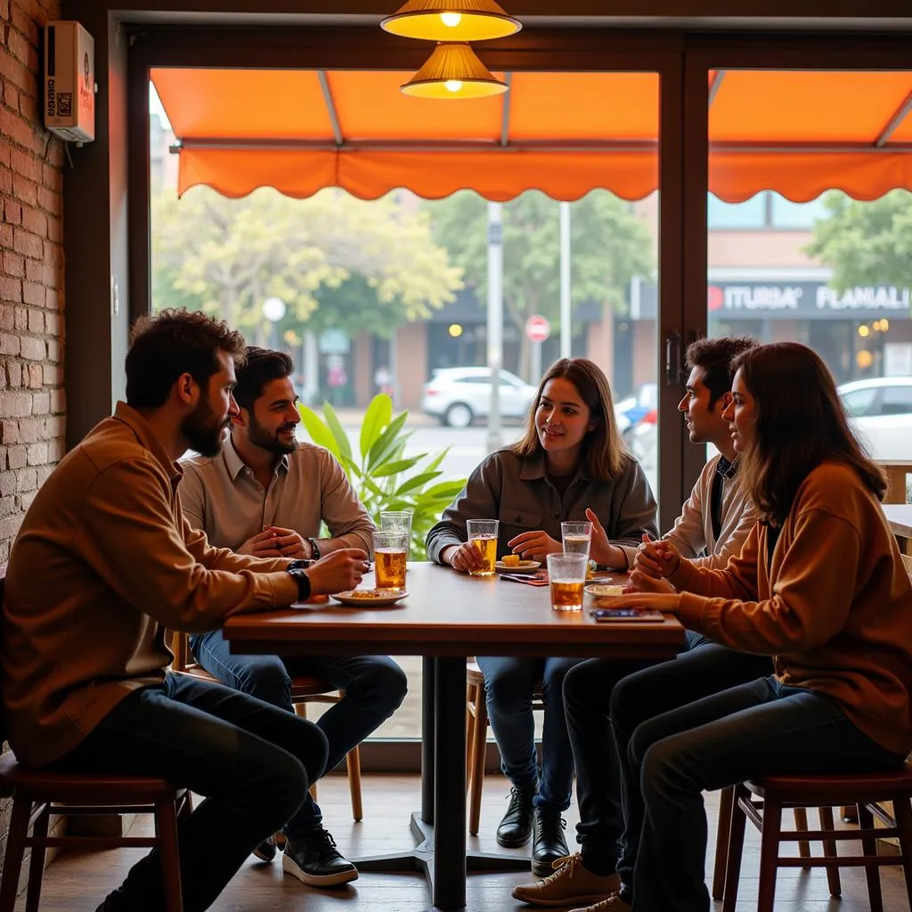 Group of people discussing Hindi cinema