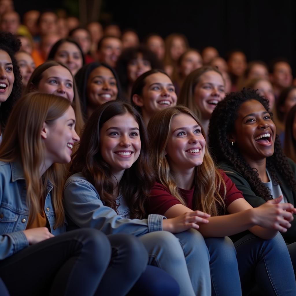 Diverse Group of Teenagers Enjoying a Movie