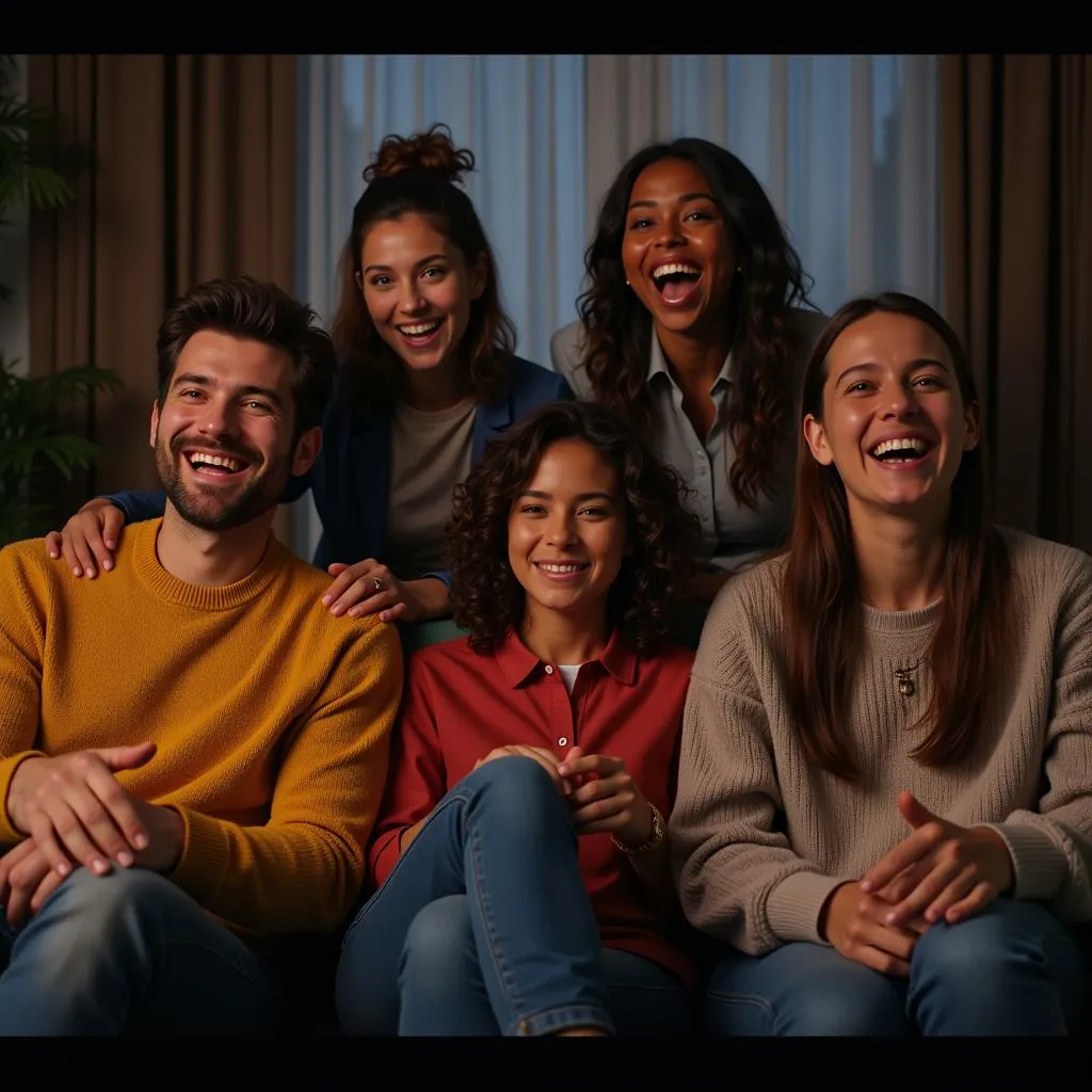 People of different ages and backgrounds enjoying a movie together.