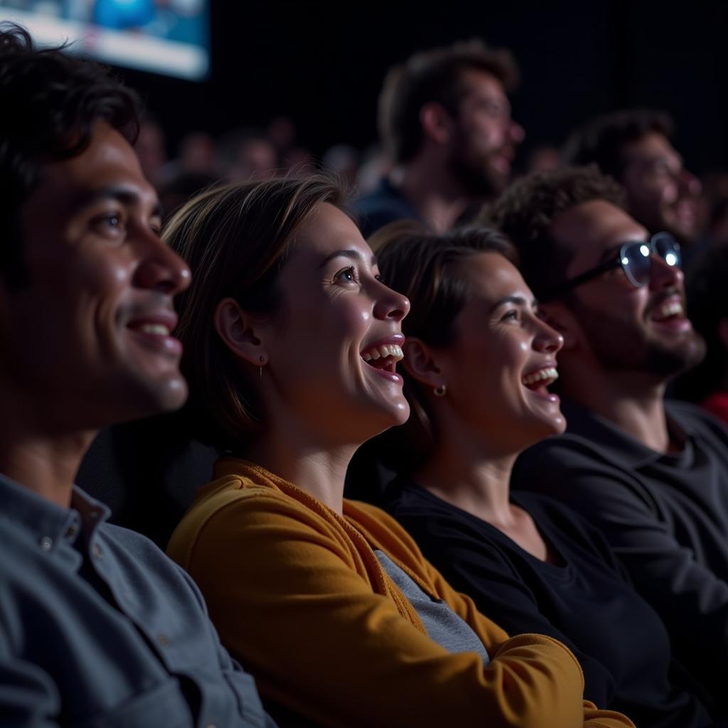 Diverse Group of People Enjoying a Movie Together