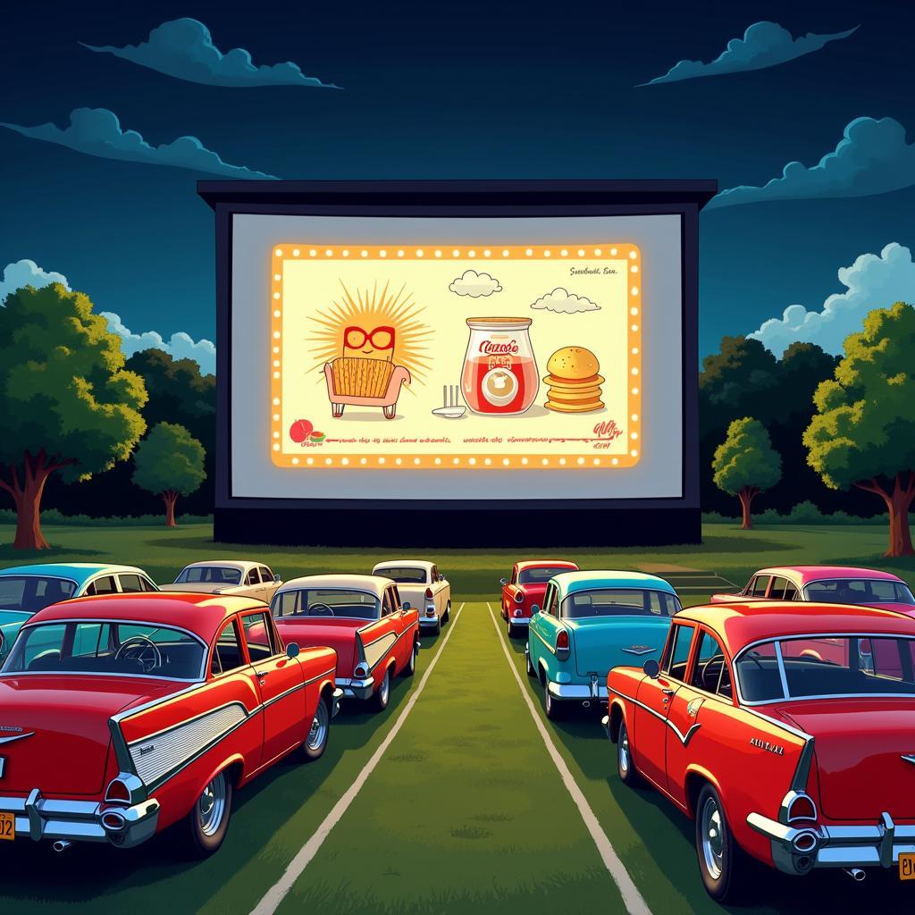 Drive-in movie theater advertisements