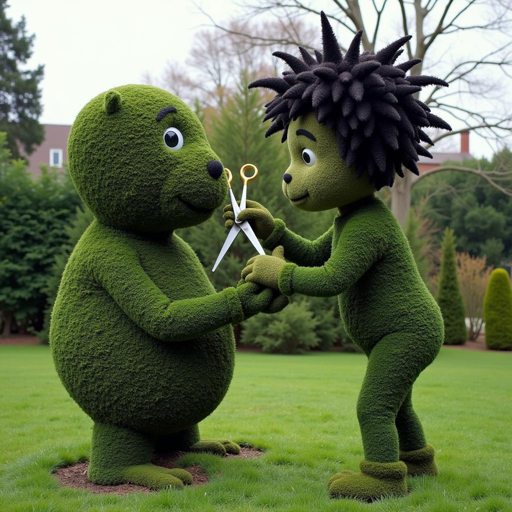 Edward Scissorhands Creates Topiary