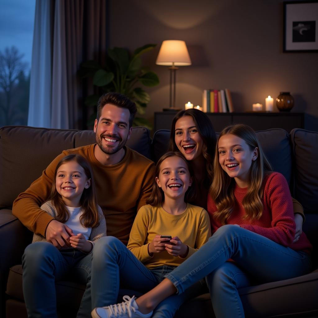 Family Enjoying Movie Together