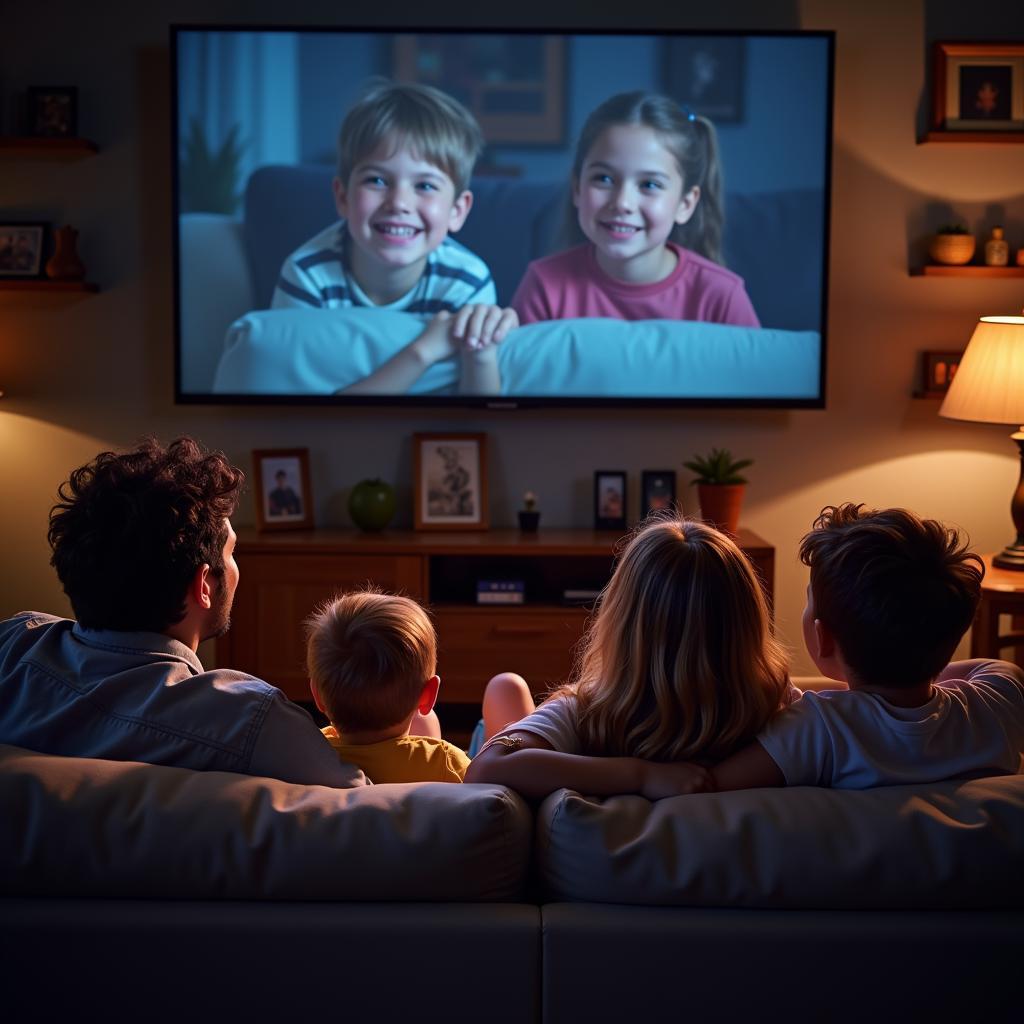 Family Enjoying a Movie Together