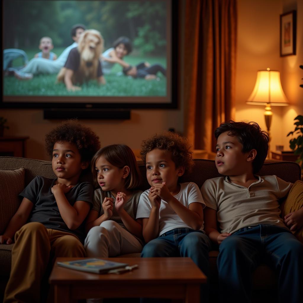 Family Watching Movie Together