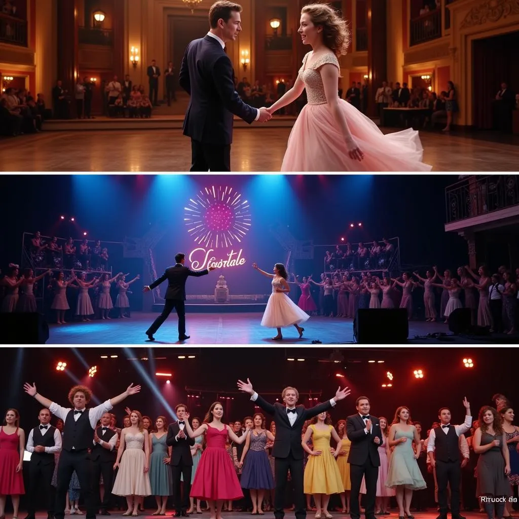 A montage featuring scenes from &quot;La La Land,&quot; &quot;The Greatest Showman,&quot; and &quot;Sing.&quot;