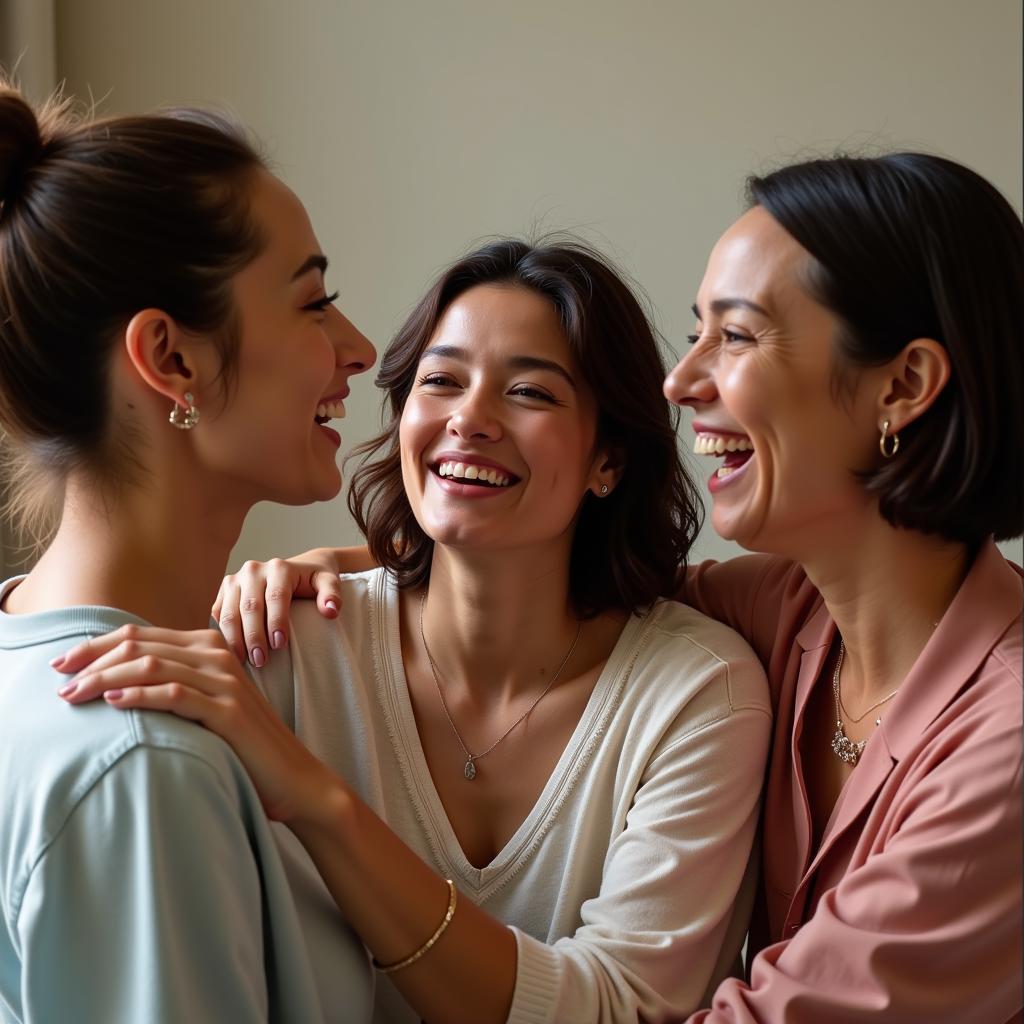 Scene with Women Laughing and Supporting Each Other