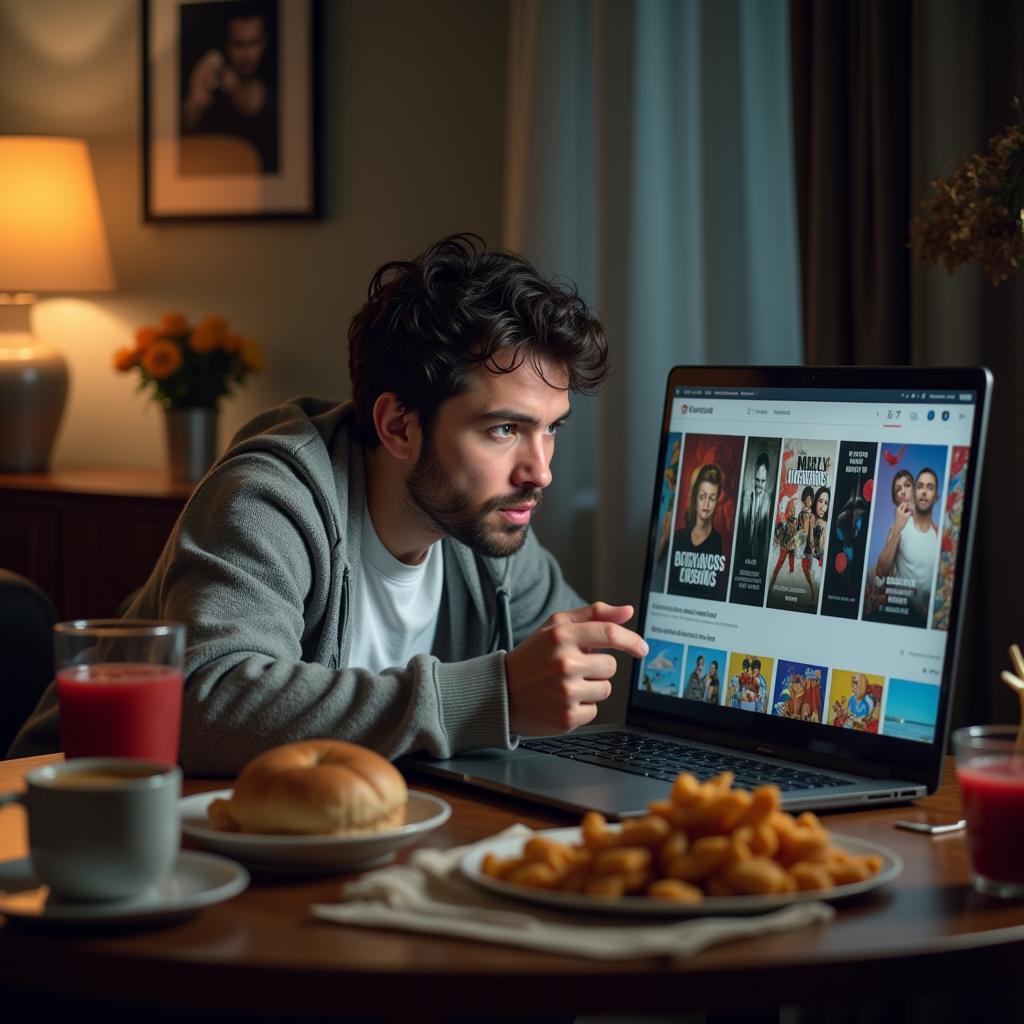 Frustrated movie fan searching for movies online