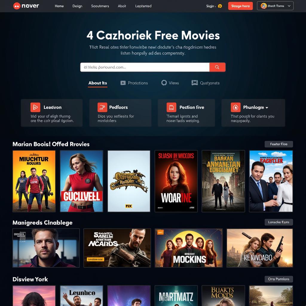 Interface of a free movie streaming platform