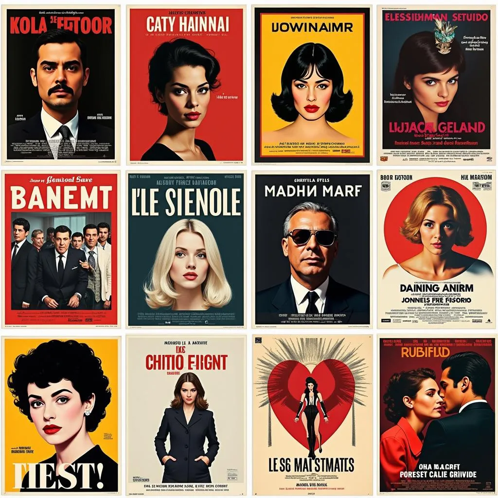 A collage of French New Wave cinema posters