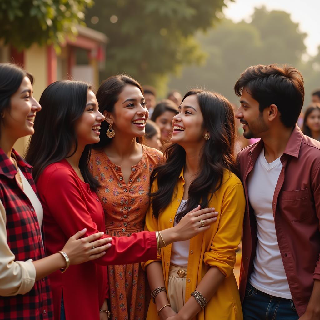  A group of friends having fun and dancing to the tunes of Gulabi movie songs