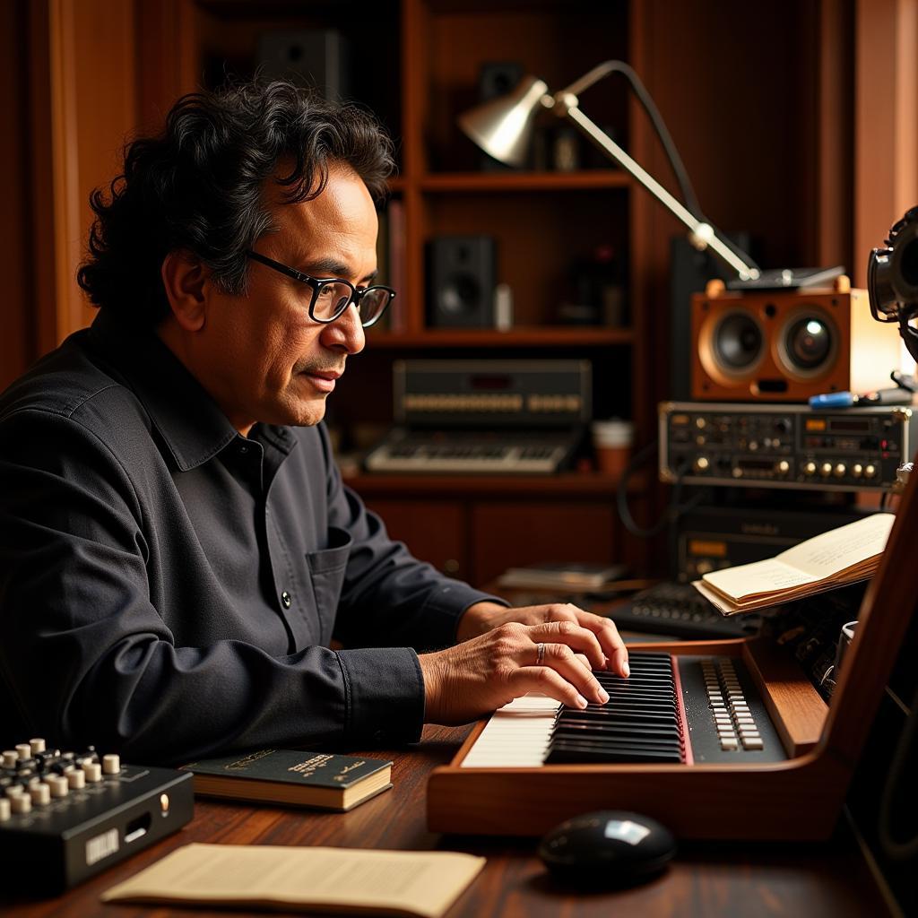 Renowned music composer A.R. Rahman in his studio