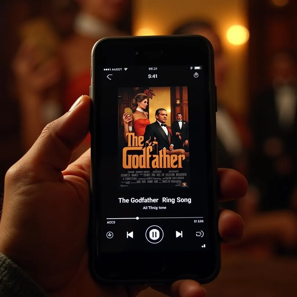 The Godfather ringtone playing on a smartphone