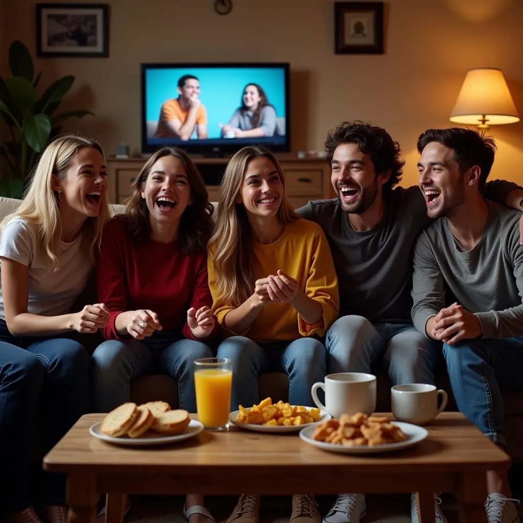 Group of Friends Watching a Comedy Movie