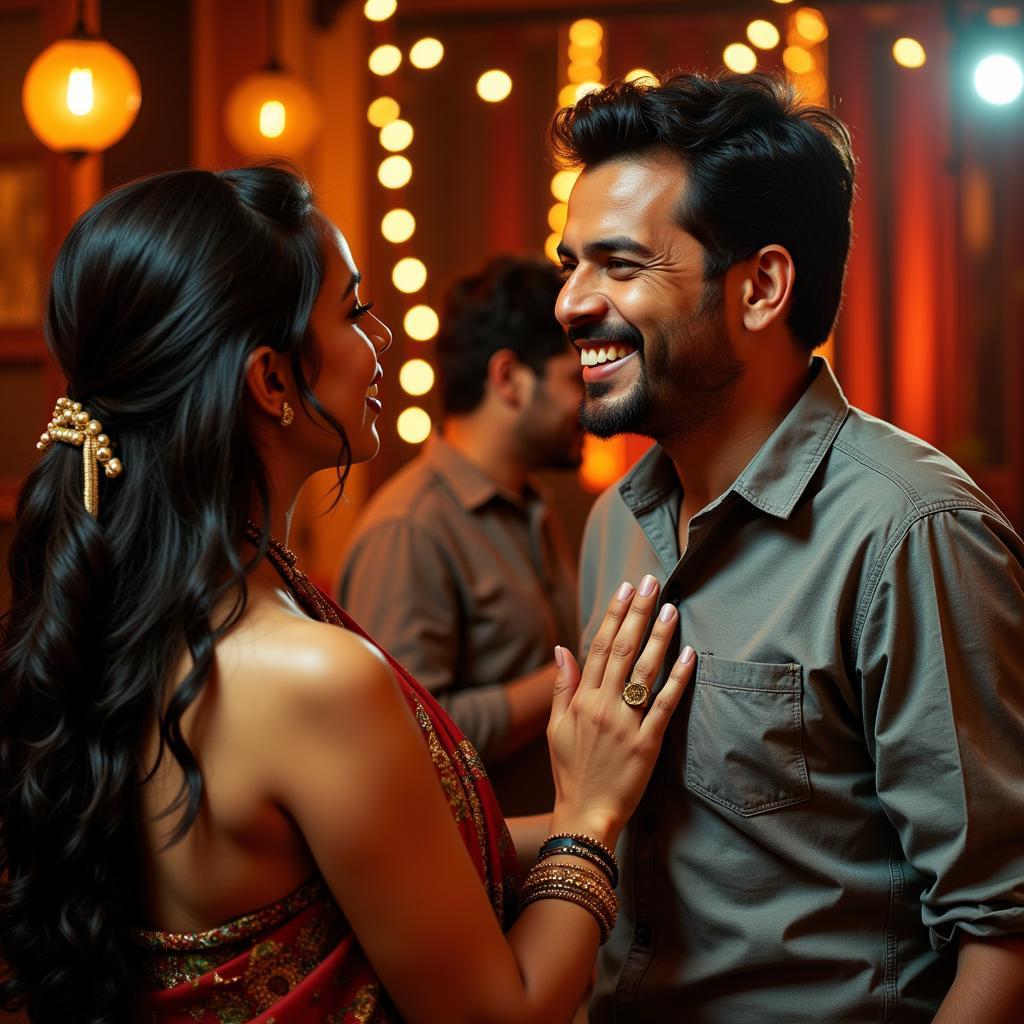 A group of friends enjoying themselves while listening to Tamil film music on headphones and dancing