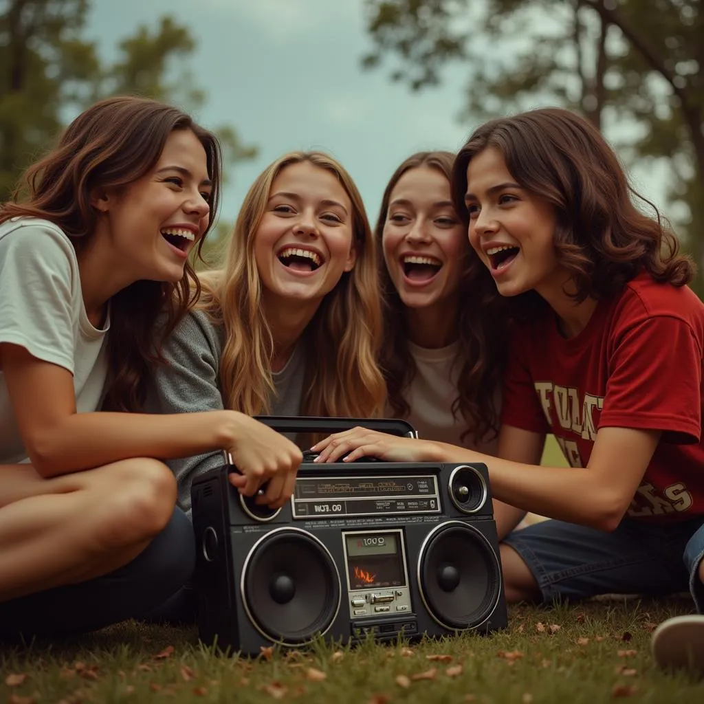 Friends singing along to a movie soundtrack