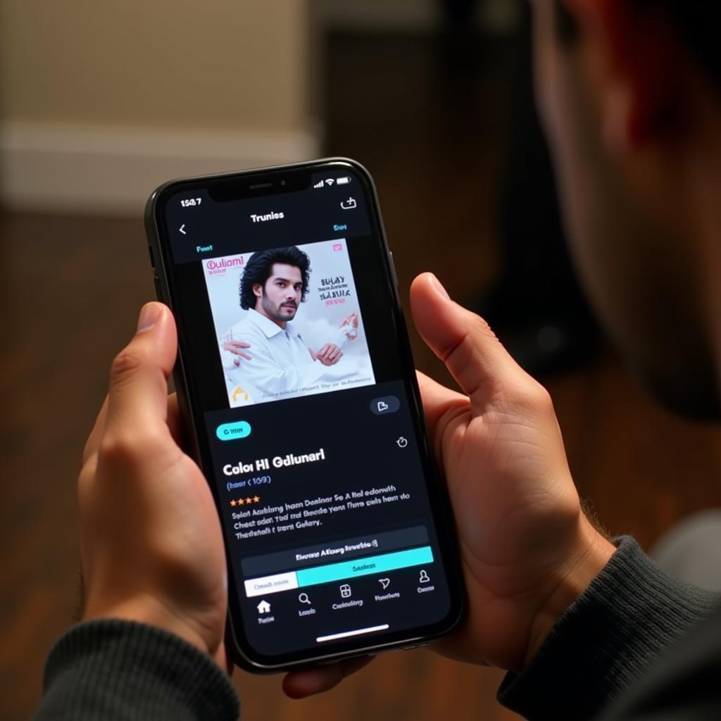 A smartphone displaying a music streaming app with the "Gulami" (1998) soundtrack available for listening.