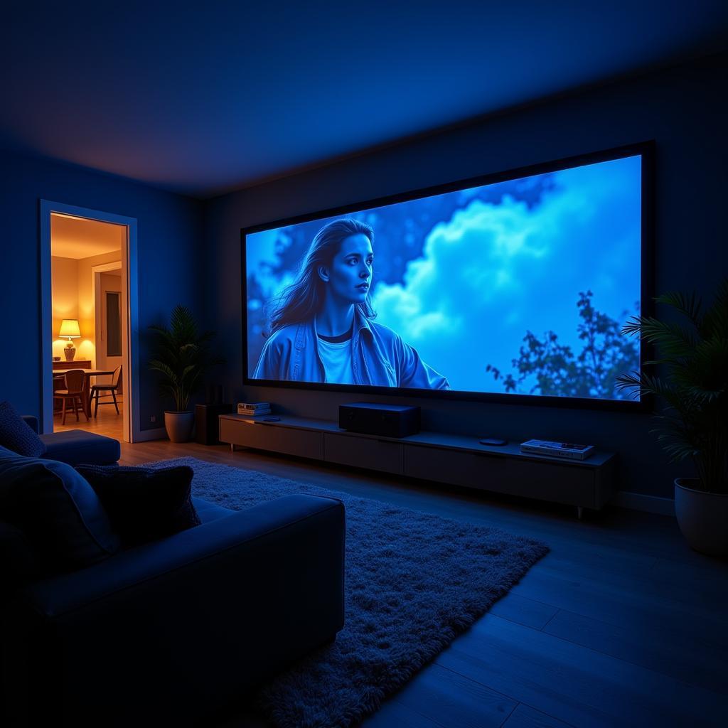 High-Definition Movie Projected with a Blue Tint