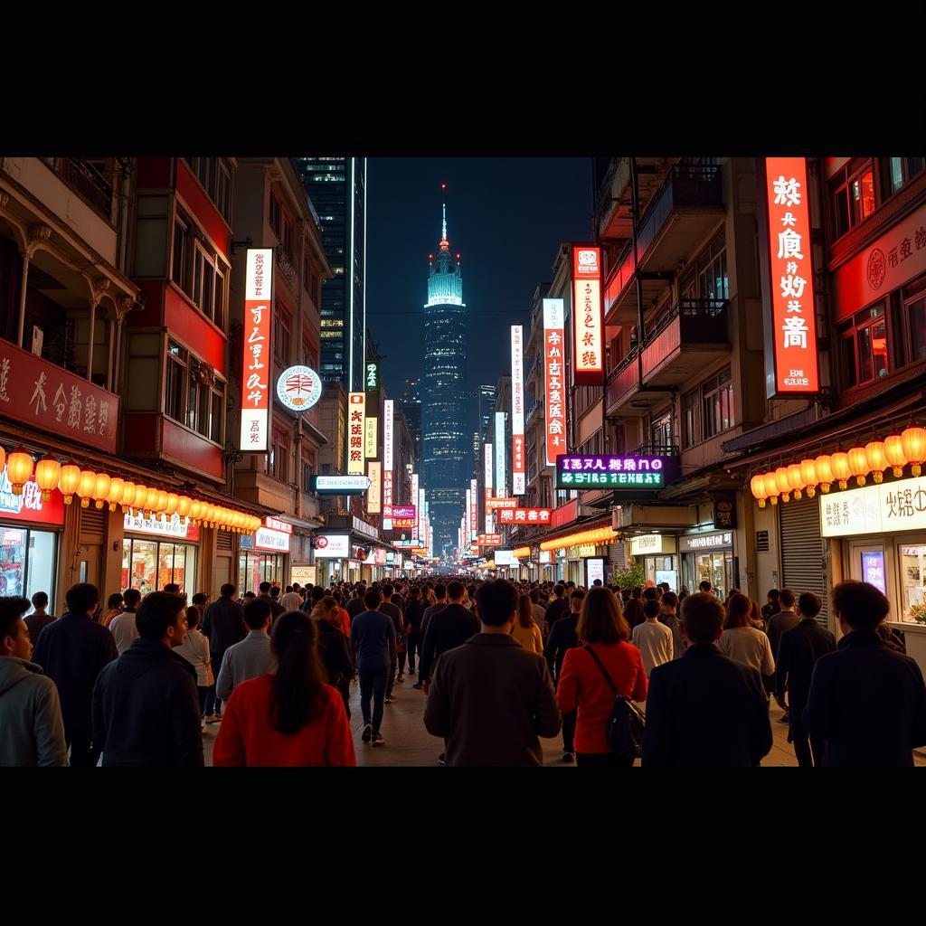 Hong Kong neon street scene in film