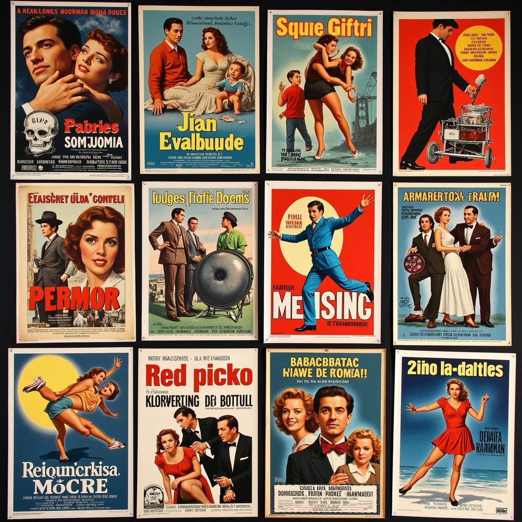 A montage of posters from classic Italian cinema