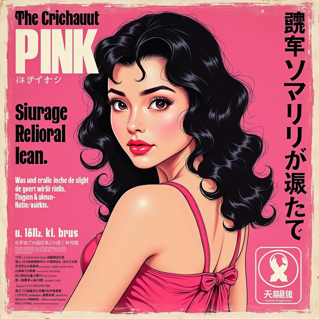 A vintage Japanese pink film poster