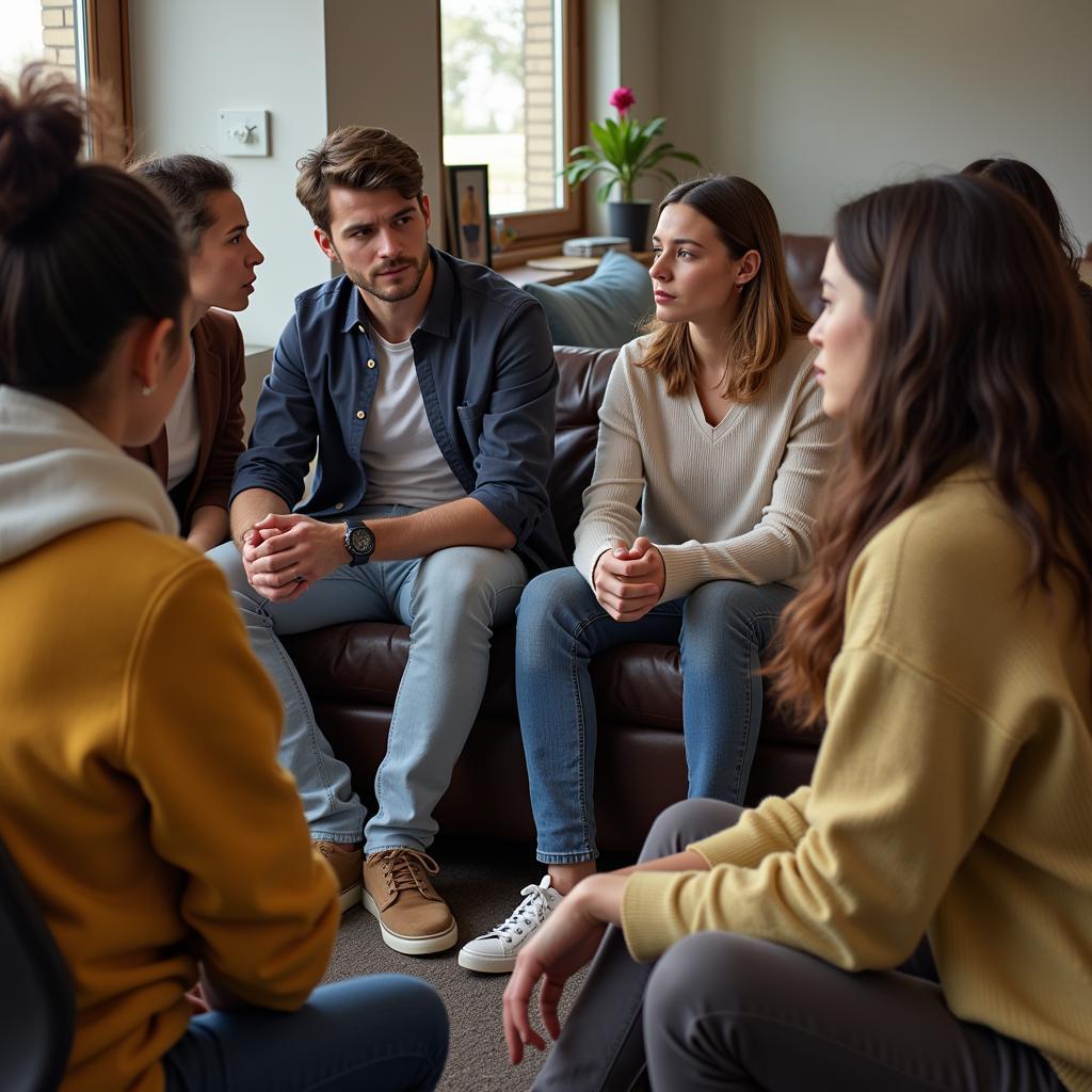 A group of people engaged in a discussion about the ethics of Japanese adult films